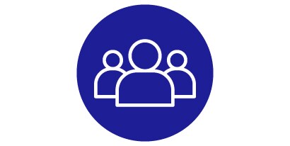 Simple line icon of a group of three people
